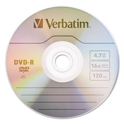Verbatim DVD-R Blank Discs AZO Dye 4.7GB 16X Recordable Disc - 100 Pack Spindle,Silver