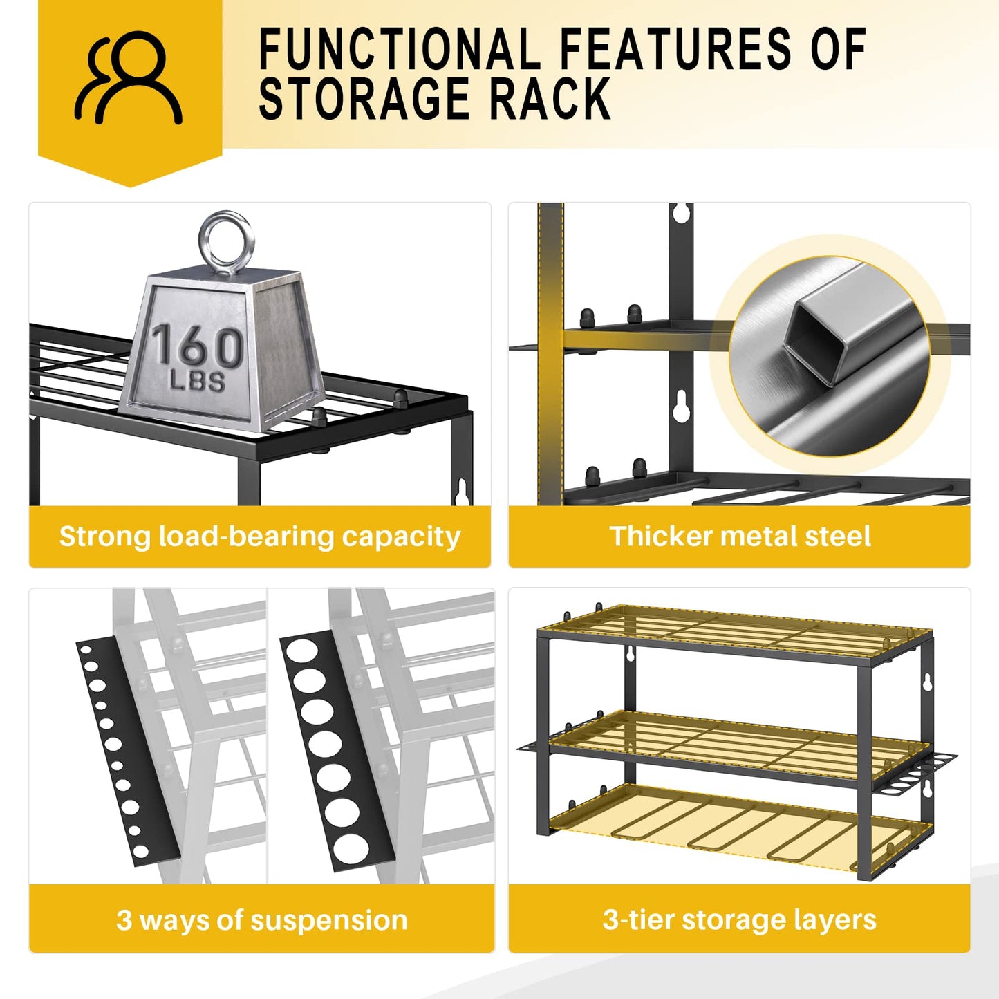 Spacecare Power Tool Organizer- Power Drill Tool Holder- Heavy Duty Tool Shelf & 1 Pack 3 Layers Tool Rack Cordless Drill Holder- Floating Tool Shelf Wall Mounted Tool Storage Rack for 4 Drill Holders