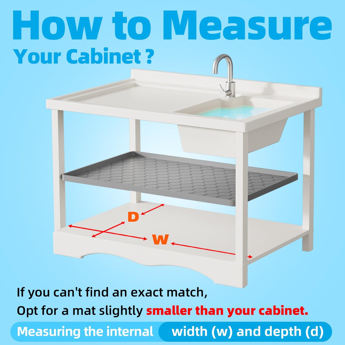 Winisok Silicone Under Sink Mat 34" x 22", Kitchen Essentials and Gadgets, Shelf Liner and Cabinet Protector, Home Organizers and Storage, Waterproof Bathroom Tray