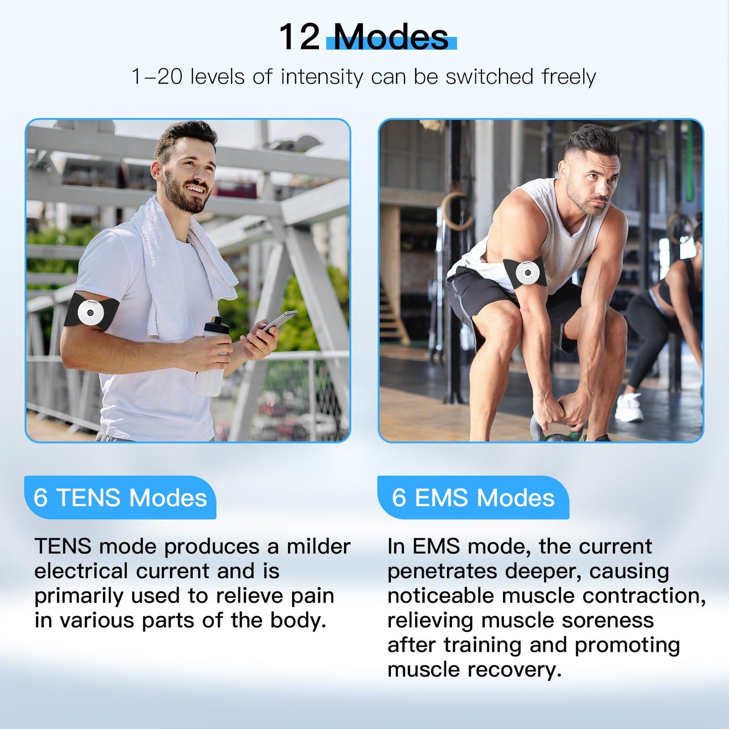 Wireless TENS & EMS Unit Back Pain Relief Massager - APP Controlled Bluetooth EMS Muscle Stimulator Machine for Back Shoulder Leg Neck Pain Relief (Black)