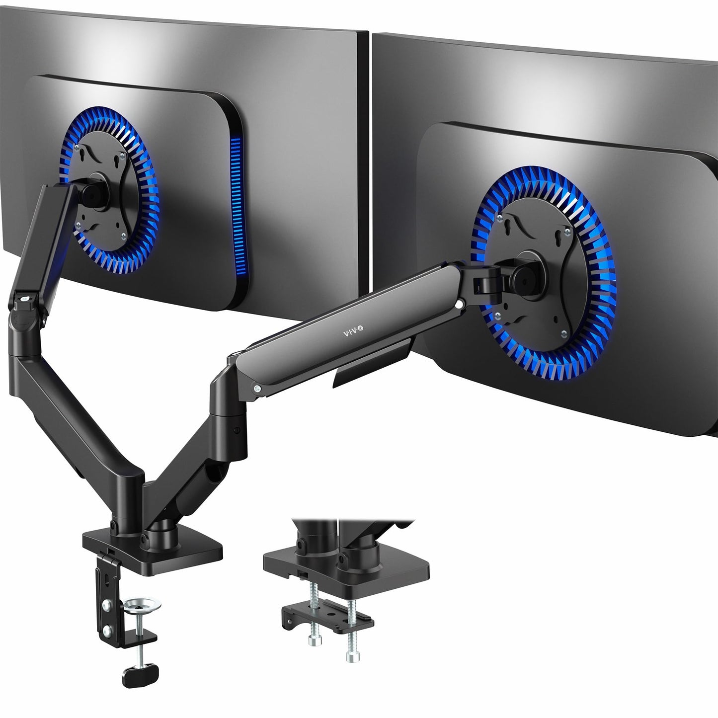 VIVO Dual Monitor up to 32 inches and 19.8 lbs per Screen, Pneumatic Arm Desk Mount, Articulating Counterbalance, VESA Stand, Classic, STAND-V002O