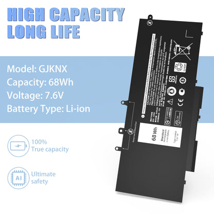 VNYUNQWE 68WH GJKNX Battery Replacement for Dell Latitude 5480 5580 5280 5288 5488 5590 5591 5490 5491 5495 E5480 E5580 E5490 E5590 Precision 15 3520 3530 Series GD1JP DY9NT 5YHR4 451-BBZG 7.6V 4-Cell