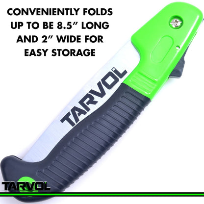 Tarvol Folding Hand Saw (Razor Sharp 7" Blade) Foldable Compact Hand Held Design Jab Saw- Perfect for Pruning, Trimming, Sawing, Camping, Hiking, Hunting & Cutting Wood, Drywall, Bone, & More!