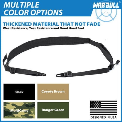 WarBull 2 Point Rifle Sling, QD Swivel Quick Adjust Gun Sling with HK Hook, Soft Shoulder Pad Tactical Rifle Sling for Rifle, Shotgun, Crossbow, Hunting and Outdoor Sports with Keychain Gift (Black)