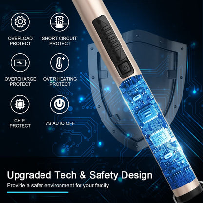 SUPRUS Electric Candle Lighter USB Type C Rechargeable Lighter Steel Shell & Hanging Hook with 360° Flexible Neck(Gold)