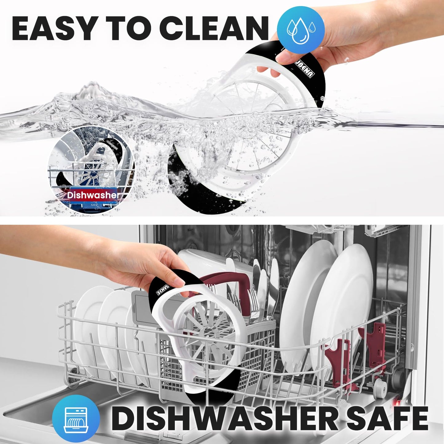 SCHVUBENR 3.5 Inch Apple Slicer with 12 Sharp Blades - Professional Apple Cutter - Stainless Steel Apple Corer - Super Sharp Apple Slicer and Corer - Slice Apple with Ease(Black)