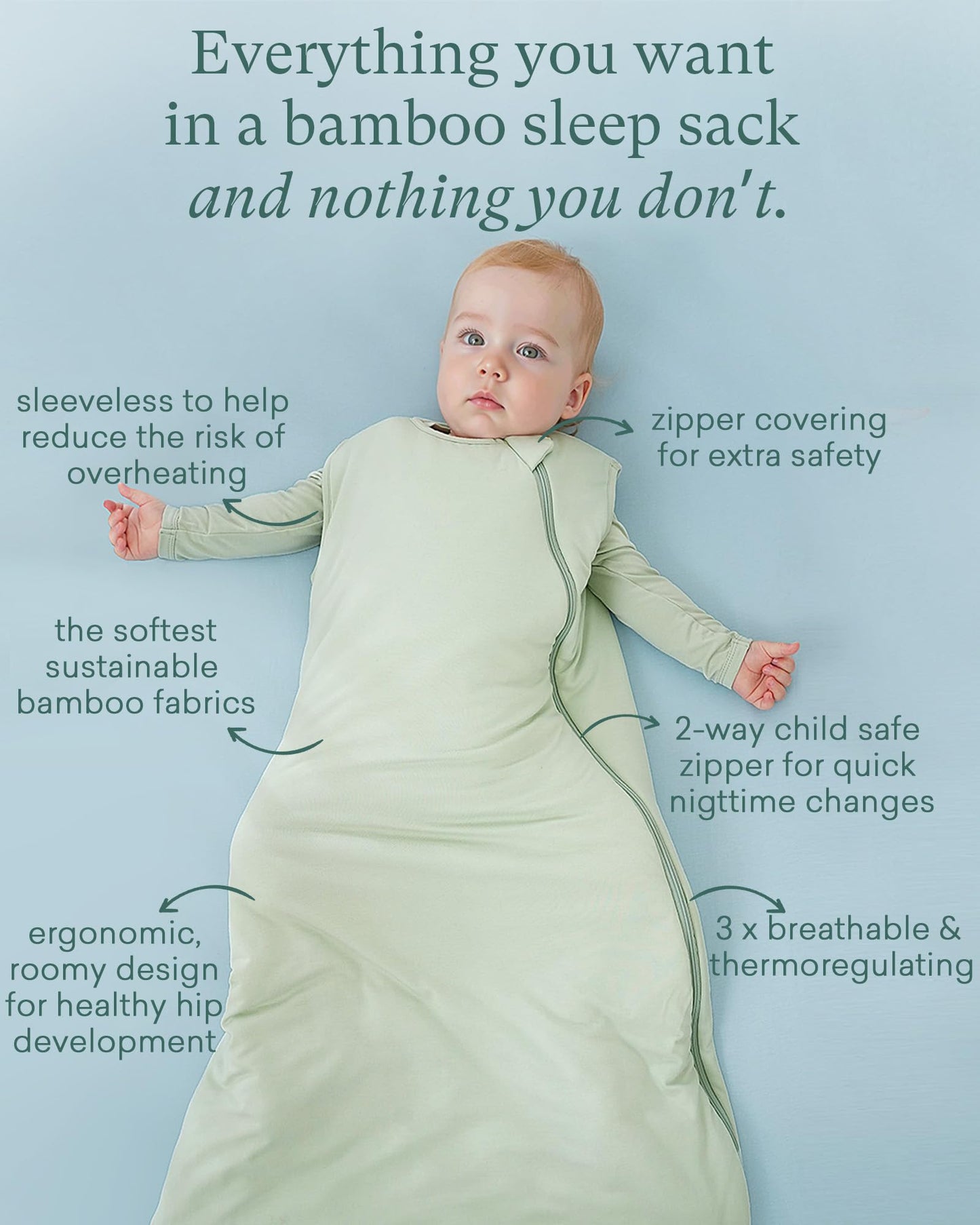 PurComfy Supersoft Sleep Sack 1.0 TOG, Premium Bamboo Viscose Baby Sleeping Bag, 2-Way Safe Zipper Sleep Sacks 6-15 Months (Slate)