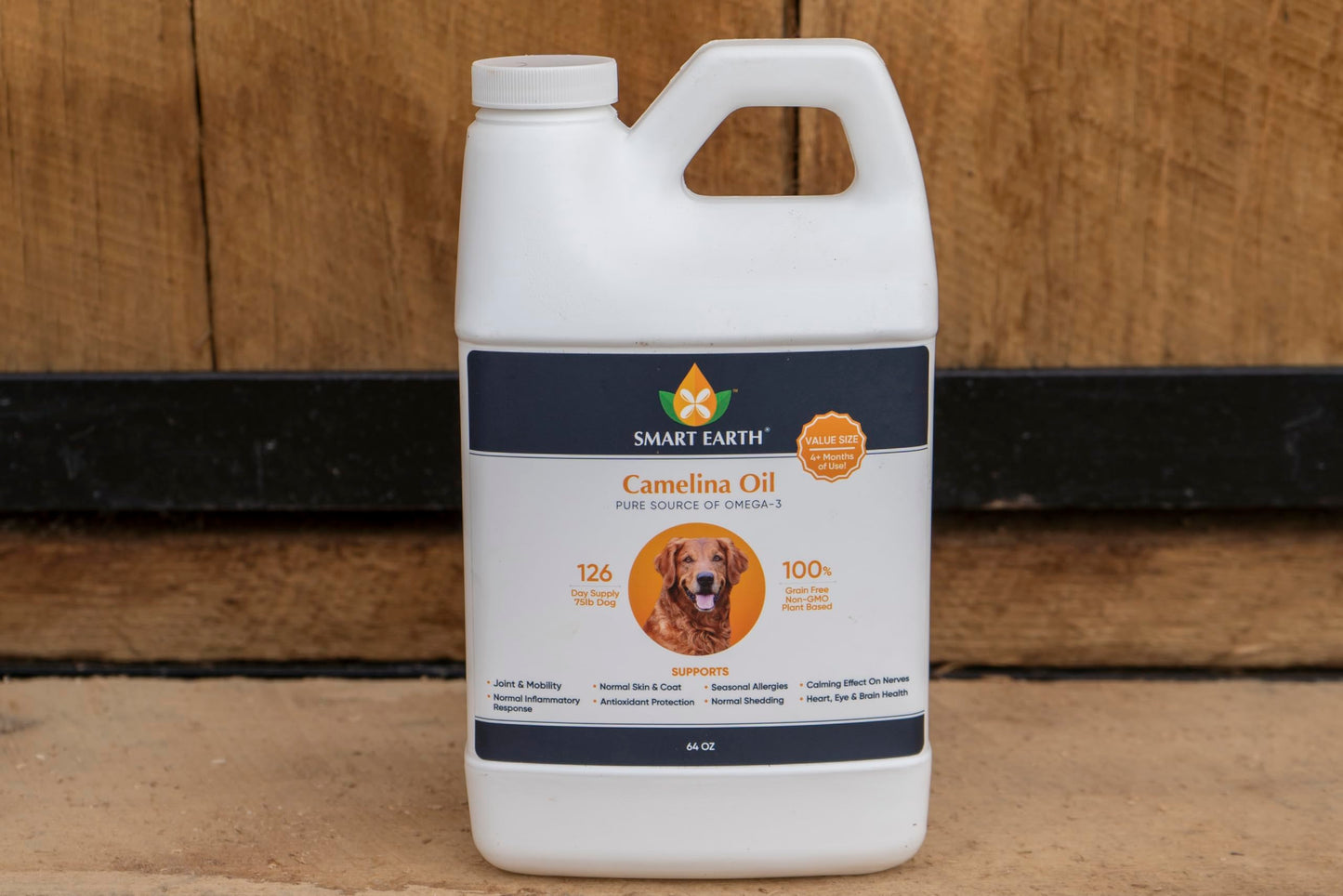 Smart Earth Camelina Oil for Dogs - Omega 3, 6, 9 Supplement for Healthy Skin, Shiny Coat & Flexible Joints - Dog Joint Supplement - Natural Canine Wellness - Omega 3 for Dogs (Pump Included - 64oz)