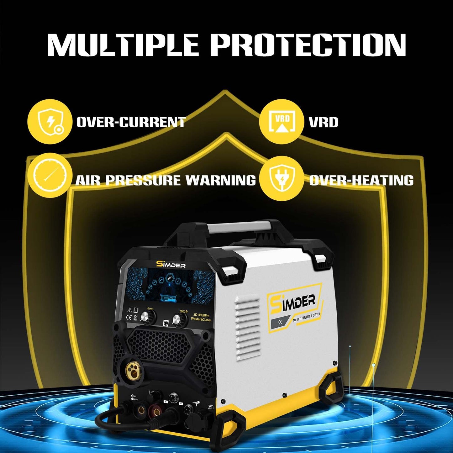 SSIMDER MIG Welder 200A Plasma Cutter Welder Combo 10 in 1 multiprocess welder Pulse MIG/Gas MIG/Flux Core/HF TIG/Stick/Cut Aluminum Welder Welding Machine for Home DIY Outdoor