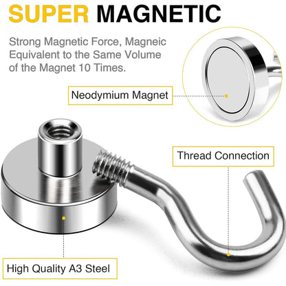 DIYMAG Magnetic Hooks, 30lbs+ Magnet Hook 2025 Cruise Cabin Ship Essentials Heavy Duty Strong Magnets Refrigerator Fridge Hanging for Classroom Beach Vacation Kitchen Grills Home 20 Pack (Silver)