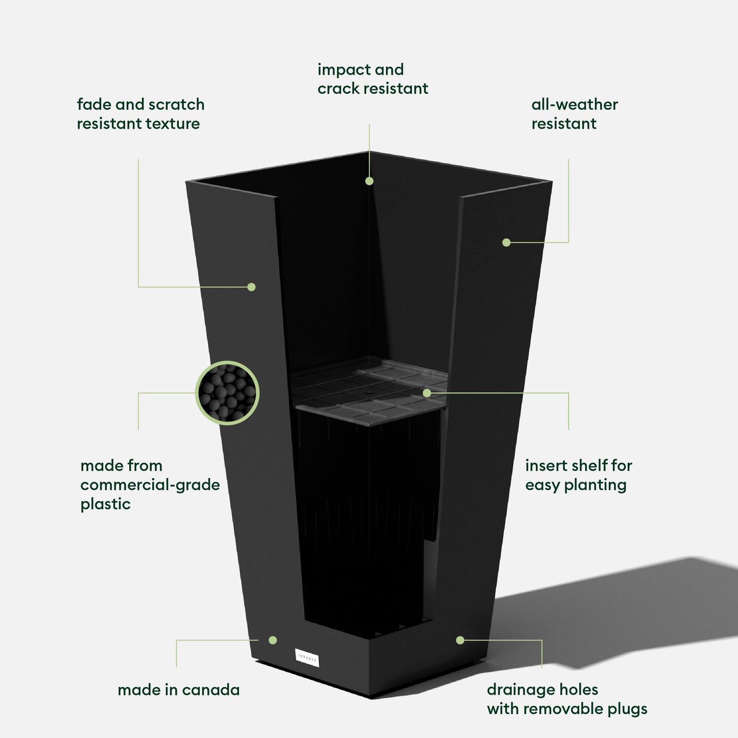 Veradek V-Resin Indoor/Outdoor Taper Planter, Set of 2 (30 inch, Black)