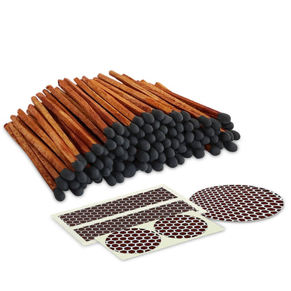 2" Brown Stick Black Tip Espresso Style Safety Matches | 100+ Artisan Bulk Matchsticks with Adhesive Strikers by Thankful Greetings | Unique Candle Lighting for Your Home, Gifts, & Events