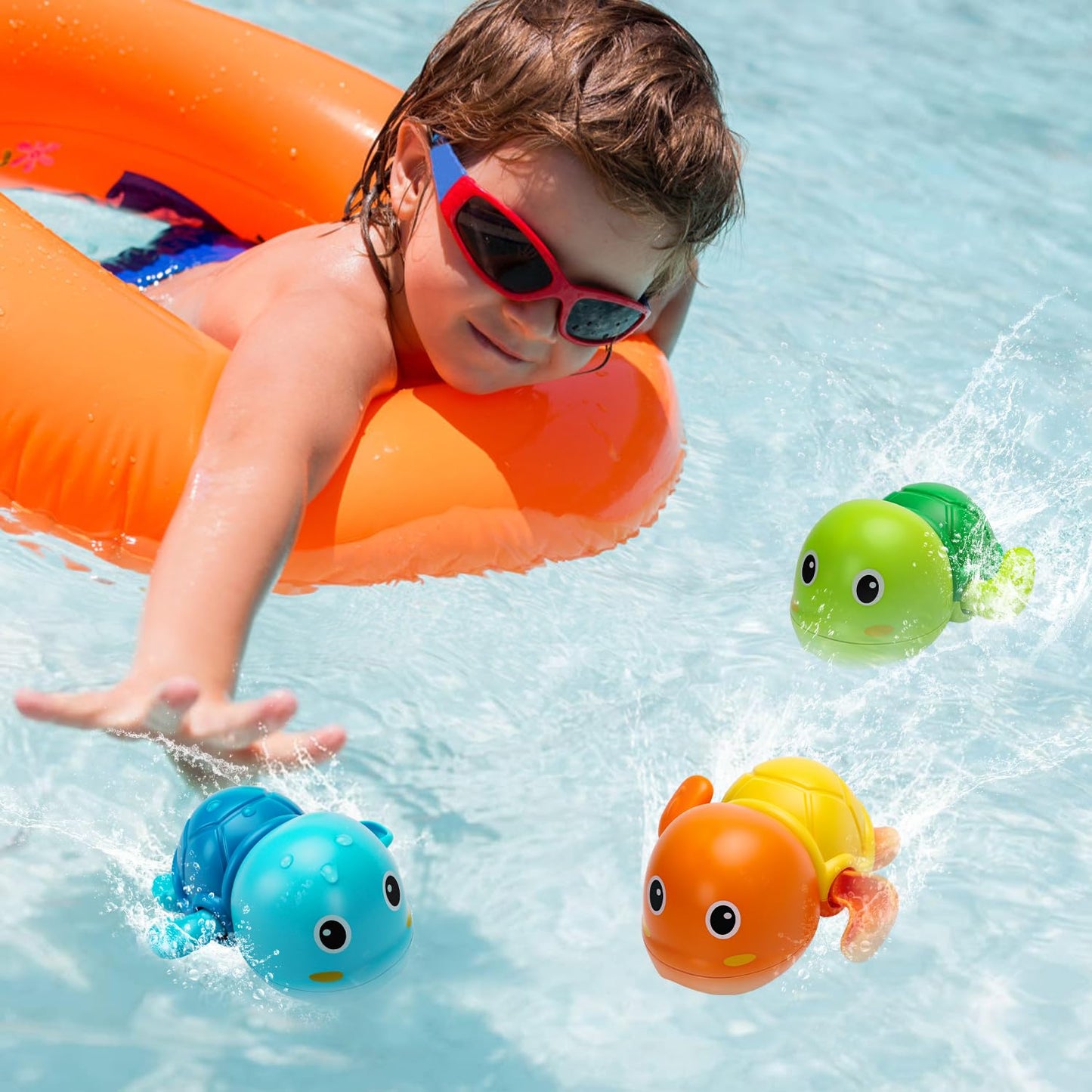 Bath Toys, Cute Swimming Turtle Baby Bath Toys for Toddler 1-3, Water Pool Floating Wind Up Toys for 1 Year Old Boy Girl Gifts, Infant Toddlers Kids Bathtub Toys, 3 Pack