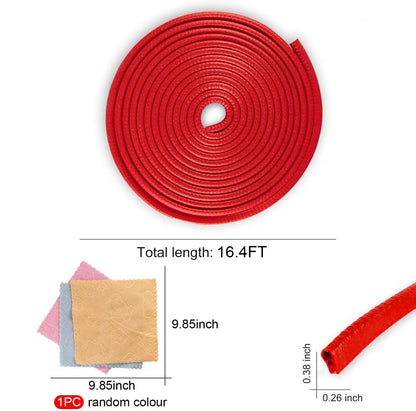 SINGARO 16.4Ft (5M) Car Door Edge Guard, No Glue Car Door Entry Guard Protective Strip, Rubber Edge Trim Car Door Protector, Applicable to Car, Truck, SUV and ATV, Car Exterior Accessories（Red）