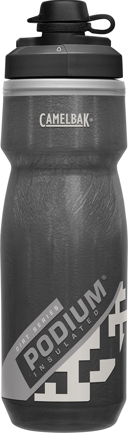 CamelBak Podium Dirt Series Chill Insulated Mountain Bike Squeeze Water Bottle Black, 21oz