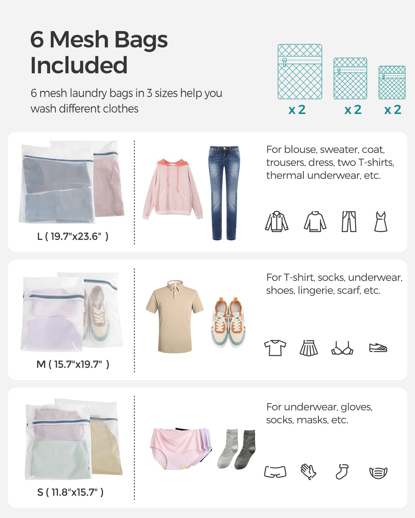 SONGMICS Laundry Hamper with Lid, 90L Clothes Hamper with 2 Removable Liner Bags, 6 Mesh Bags, Wicker Laundry Basket, Double Laundry Hamper for Bathroom, 13 x 18.1 x 23.6 Inches, Natural ULCB251N01V1