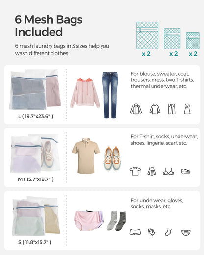 SONGMICS Laundry Hamper with Lid, 90L Clothes Hamper with 2 Removable Liner Bags, 6 Mesh Bags, Wicker Laundry Basket, Double Laundry Hamper for Bathroom, 13 x 18.1 x 23.6 Inches, Natural ULCB251N01V1