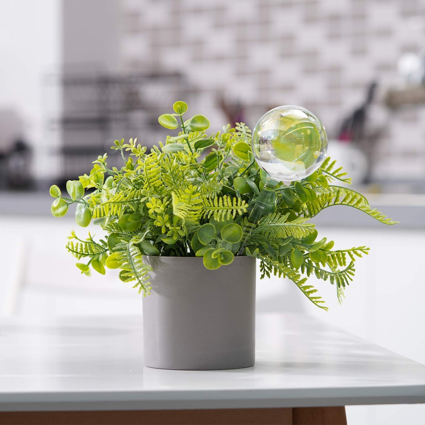 [2 PCS] Light Iridescent Rainbow Gradient Color Clear Glass Self-Watering System Spikes, Automatic Plant Waterer Bulbs