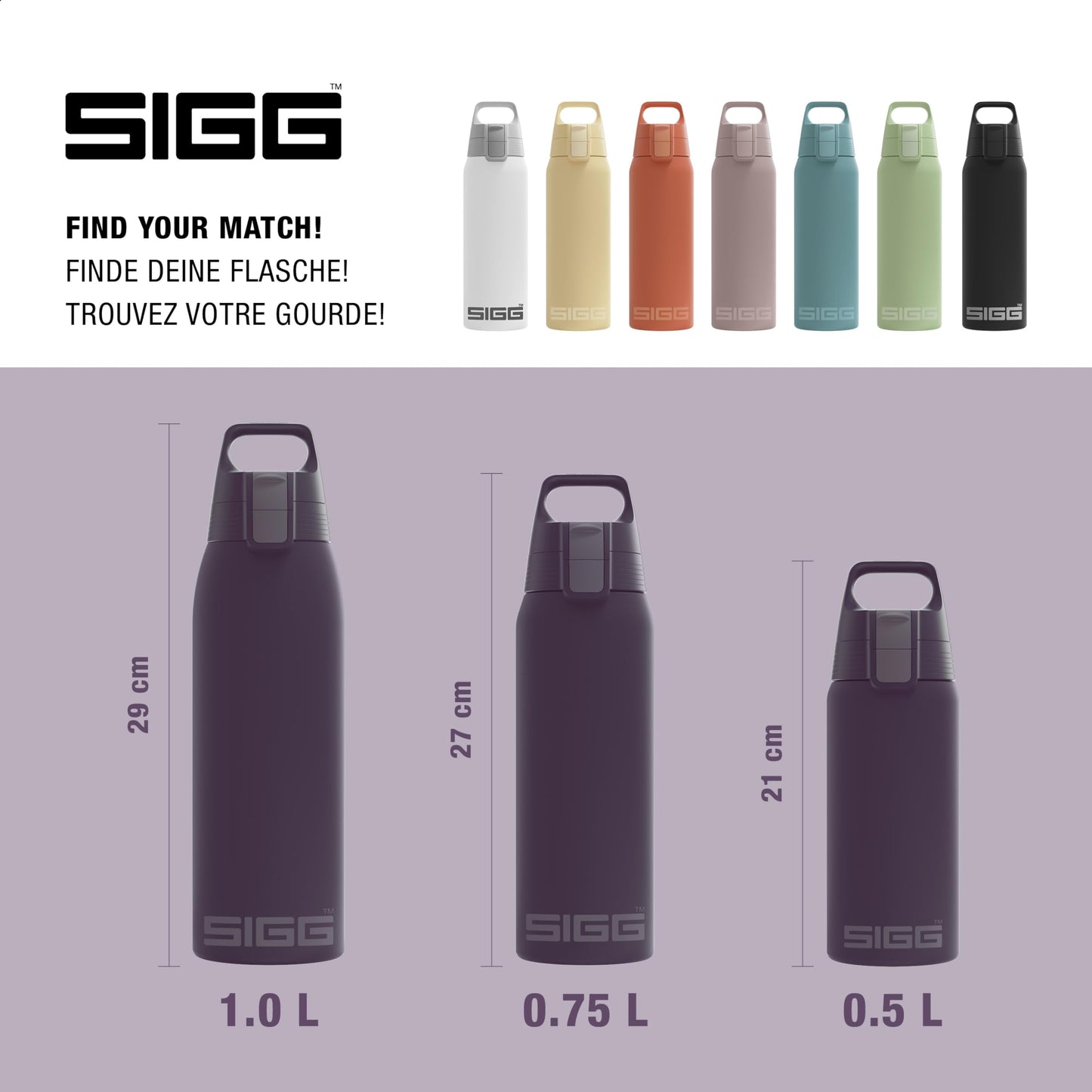 SIGG - Insulated Water Bottle - Shield Therm One Nocturne - Suitable For Carbonated Beverages - Leakproof - Dishwasher Safe - BPA Free - 90% Recycled Stainless Steel - Pink - 25 Oz