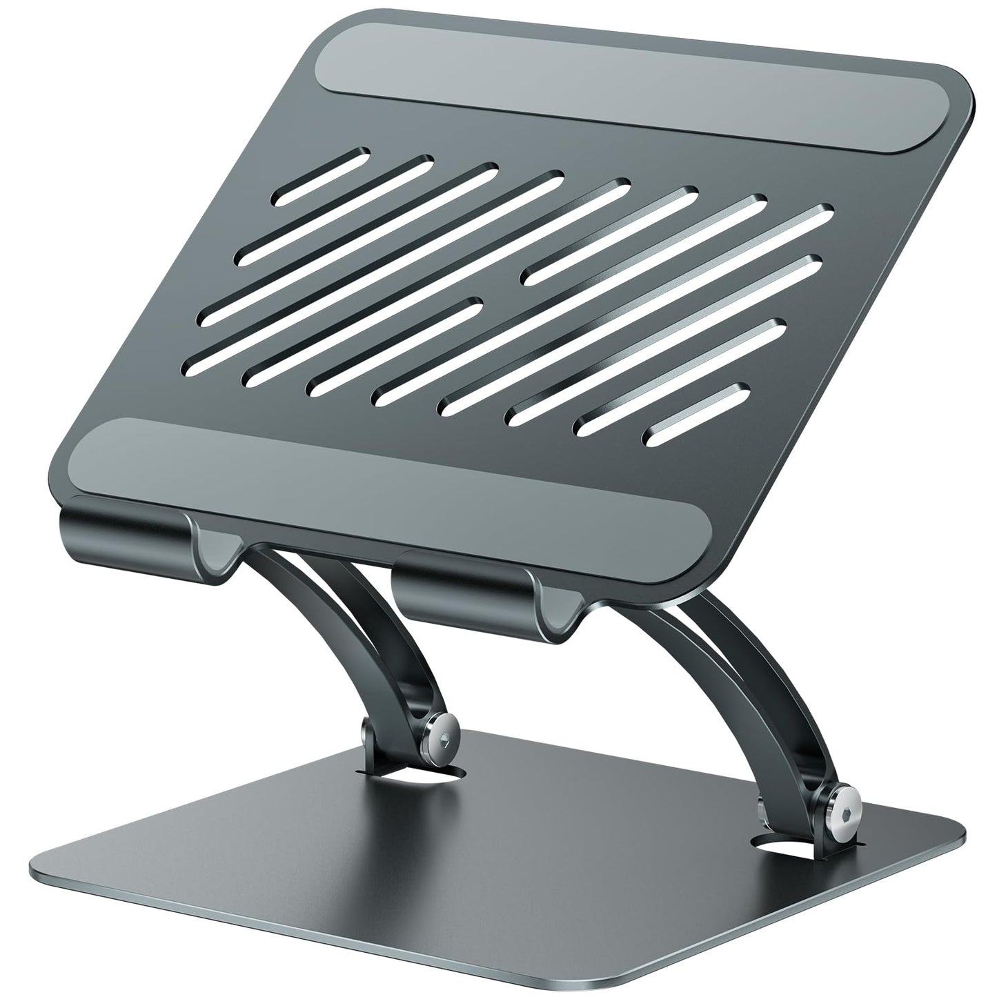 tounee Tablet Holder Stand, Dual Rod Adjustable Aluminum Desktop Stand, Compatible with 4.7-16.5" iPads, Surface Tablets, Portable Monitors, Kindle & More (Gray)