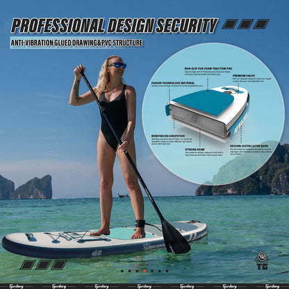 TIGERXBANG DEFENDER-PRO Paddle Board, 10'6'' x 32'' x 6'', Inflatable, Blue