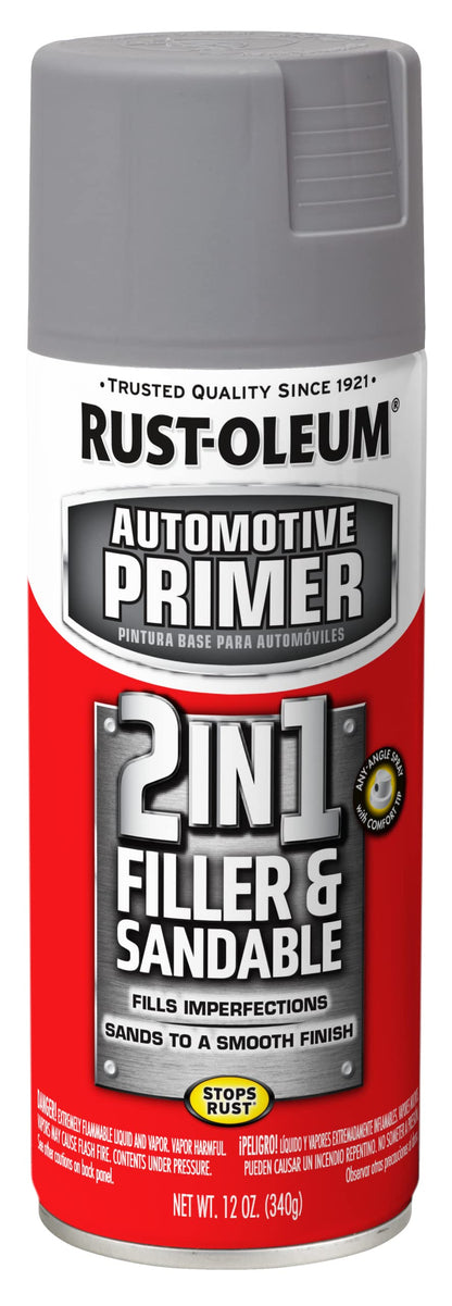 Rust-Oleum 260510 Stops Rust Automotive 2-in-1 Filler & Sandable Primer Spray, 12 oz, Gray
