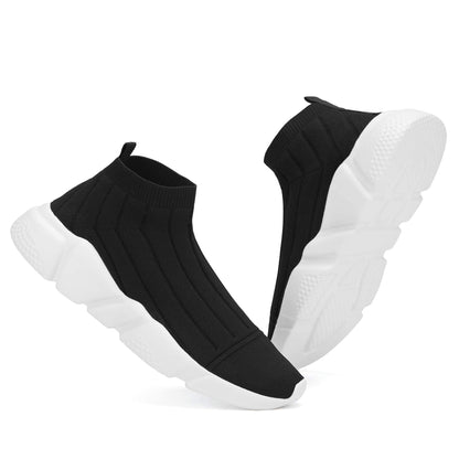 Casbeam Men's Running Knit Comfortable Lightweight Breathable Casual Sports Shoes Fashion Sneakers Slip-On Walking Shoes Black Size 11