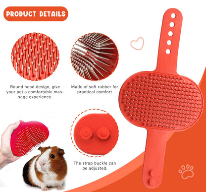 Cat Grooming Kit Set with Pet Shedding Slicker Brush Nail Clipper Trimmer Pet Massage Bath Glove Flea Comb for Bunny Puppy Kitten Guinea Pig Chinchilla Ferret Small Animals (Red, Pink)