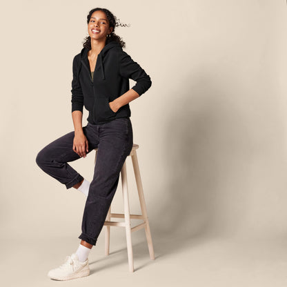 Amazon Essentials Women's Fleece Full-Zip Hoodie (Available in Plus Size), Black, Medium