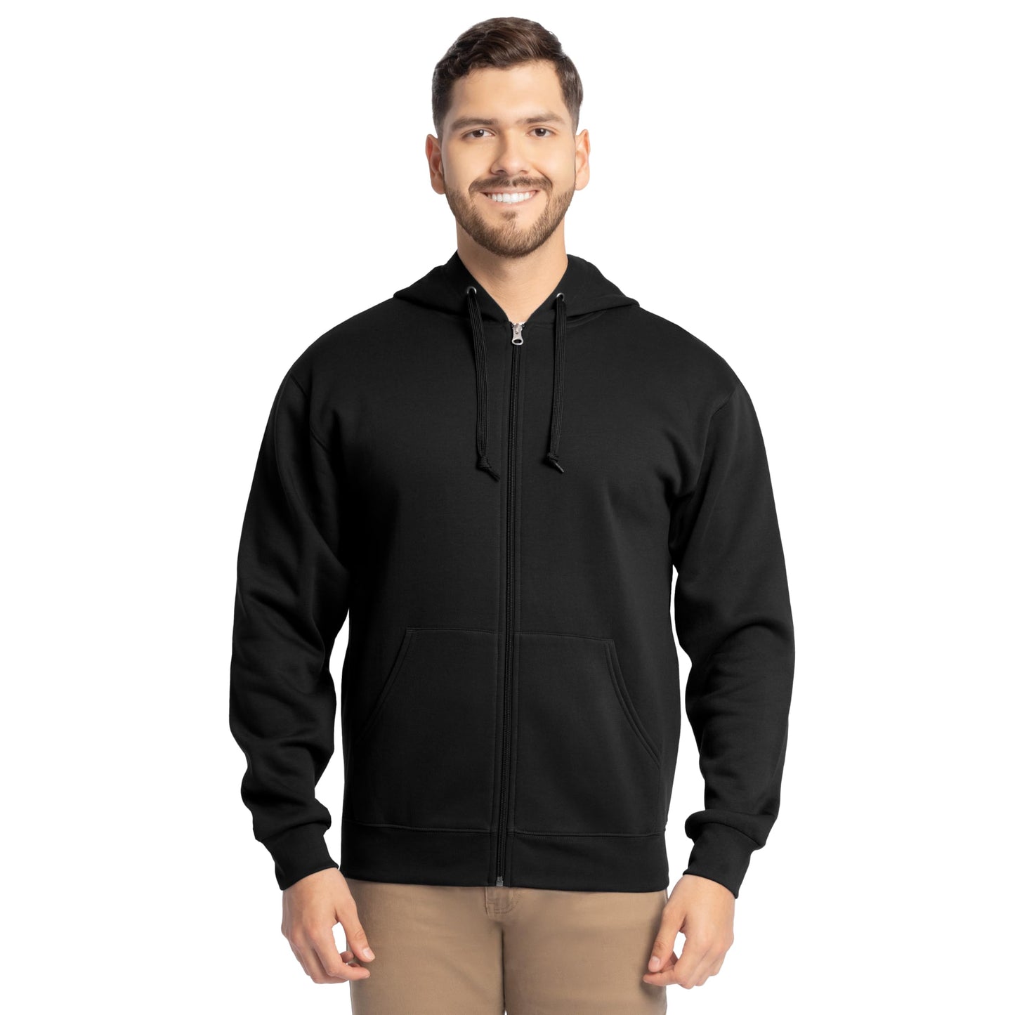 Fruit of the Loom Eversoft Fleece Hoodies, Pullover, Moisture Wicking & Breathable, Sizes S-4x, Black Full Zip, Large