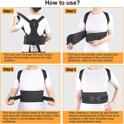 Aollop Posture Corrector for Women and Men - Back Brace Back Support Belt with Breathable, Fully Adjustable Straightener, Improve Lumbar Support Belt Lower Back Pain Relief (L, 31'-52')