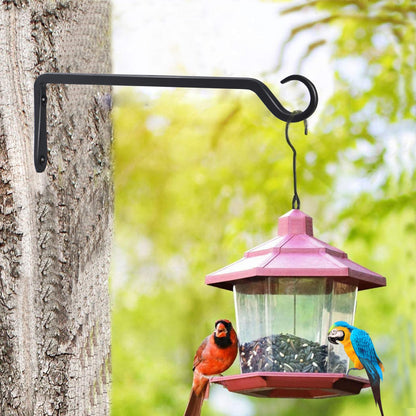 AILIN YELOKIE 2 Pack Premium Forged Wall Hook, Sturdy Hanging Plant Bracket, Elegant Hook for Bird Feeders, Planters, Lanterns, Wind Chimes Indoor Outdoor, Upgrade Black, 12 Inch