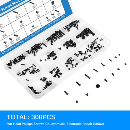 300PCS Computer Notebook Laptop Screws Assortment Kit, 12 Sizes M2.5 M2 M3 Laptop Screws for Lenovo Dell HP Asus Samsung Toshiba Acer SSD HDD SATA Hard Drive Mounting Repair