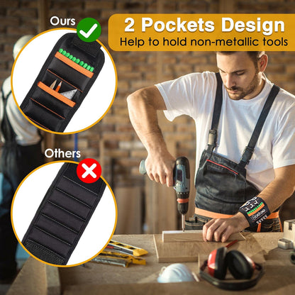 Valentines Day Gifts for Him Boyfriend Husband, Magnetic Wristband for Tools, Cool Gadgets for Men Dad, Tool Belts with 15 Strong Magnets for Holding Screws, Nails, Wrenches, Drill Bits