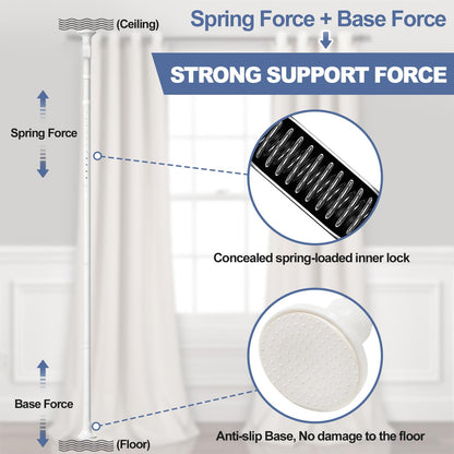 Room Divider, No Drilling Curtain Rod for Room Separation, 4-10ft (H) 28-114inch(W) Adjustable Heavy Duty Floor to Ceiling Tension Rod Wall Dividers Temporary Privacy Separator Window Rods White