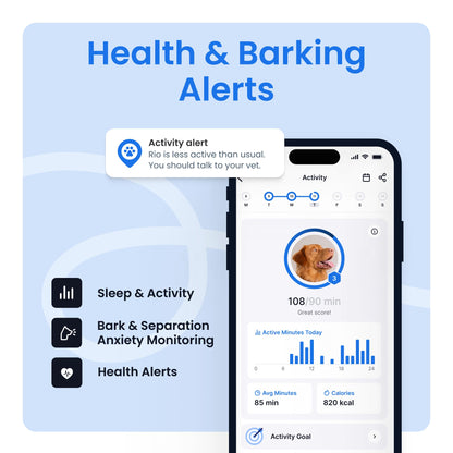 Tractive Smart Dog GPS Tracker | Live Pet Tracker with Virtual Fence | Vital Signs Monitoring of Heart & Respiratory Rate | Bark Monitoring | Dog Collar Attachment (Brown)