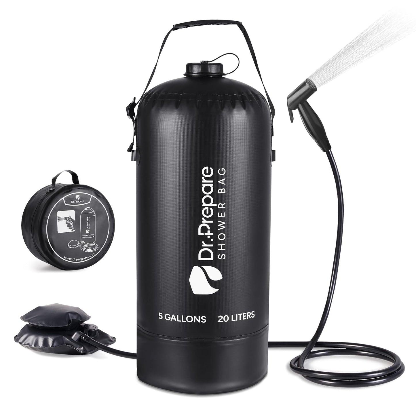 DR.PREPARE Portable Shower for Camping, 4/5 Gallons Camping Shower Bag, Portable Outdoor Shower with Pump for Hiking, Climbing, Pet Cleaning, Car Washing, Beach & Emergency