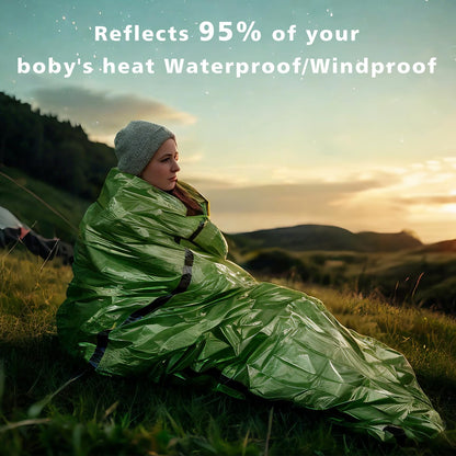 Zmoon Emergency Sleeping Bag Survival Bag, Portable Waterproof Thermal Bivy Sacks,Bivvy Bags,Camping Mylar Sleeping Bag Survival Gear Emergency Blankets Survival Shelter (2)