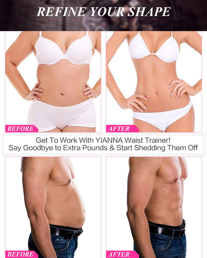 YIANNA Women Waist Trainer Belt - Slimming Sauna Waist Trimmer Belly Band Sweat Sports Girdle Belt Weight loss, YA8002-Rose-XL