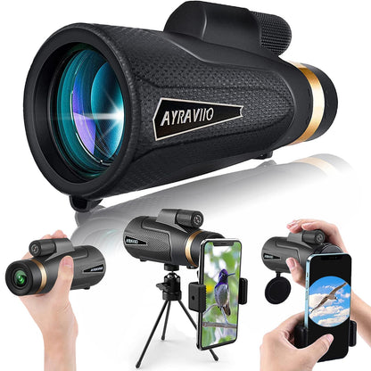 12x60 Monocular Telescope with Smartphone Holder & Upgraded Tripod, High Powered SMC & BAK4 Scope, Birthday Gifts for Men Dad Him Husband Teen, Gifts for Christmas, Outdoors Survival Hiking Gear