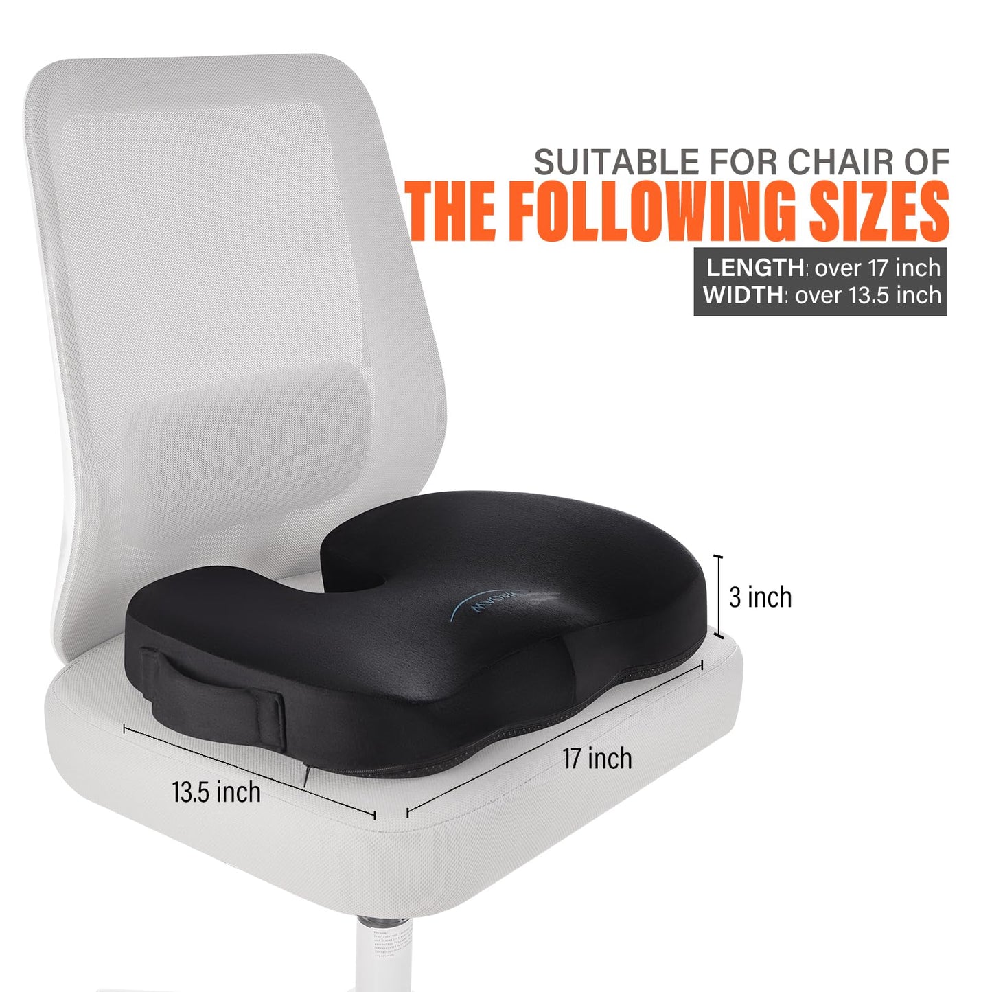 WAOAW Seat Cushion, Office Chair Cushions Butt Pillow for Car Long Sitting, Memory Foam Chair Pad for Back, Coccyx, Tailbone Pain Relief, Car Seat Cushion, Gifts for Men Women (Black)