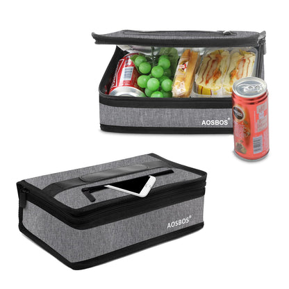 Aosbos Small Insulated Lunch Bag - Compact Lunch Box for Portion Control, Work & Office, Grey