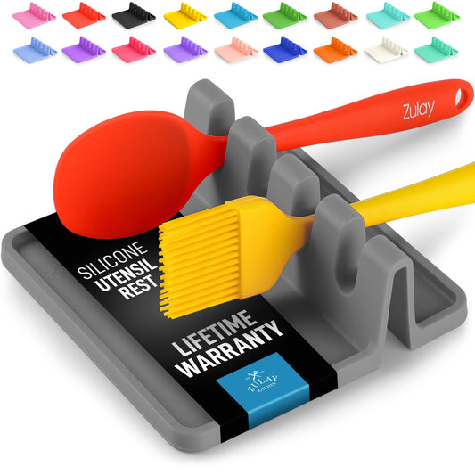 Silicone Utensil Rest with Drip Pad for Multiple Utensils, Heat-Resistant, BPA-Free Spoon Rest & Spoon Holder for Stove Top, Kitchen Utensil Holder for Spoons, Ladles, Tongs & More - by Zulay