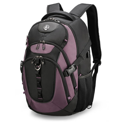 Swissdigital Design Laptop Backpack with USB Charging Port, TSA Travel Backpack Fits 15.6 inches Computer, 31L College School Backpack for Women, Light Purple/Black | SD803