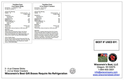 Wisconsin Cheese Company - Wisconsin Cheddar & Pepper Jack Cheese and Cracker Gift Box - 100% Wisconsin Cheese | Perfect for Parties, Charcuterie Boards and Birthdays