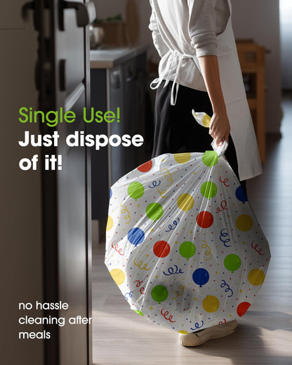 Pureegg Plastic Table Cloth Disposable 10 Pack, 54 x 108 Inch Table Cloths, Birthday Party Decorations, Picnic, White Tablecloths, Rectangle, Colorful, Rainbow Cover, Leakproof & Sturdy, Balloon