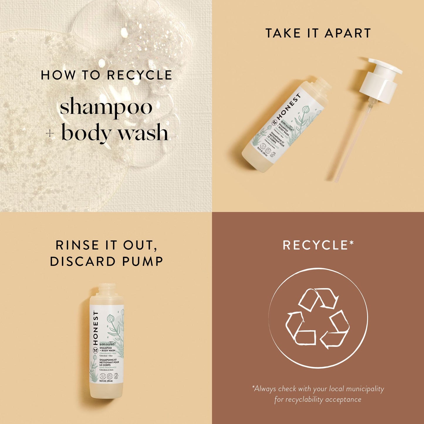 The Honest Company 2-in-1 Cleansing Shampoo + Body Wash for Sensitive Skin | Gentle for Baby | Naturally Derived, Tear-free, Hypoallergenic | Fragrance Free, 10 fl oz
