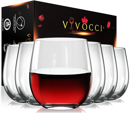 Vivocci Unbreakable Plastic Stemless Wine Glasses 12. 5 oz | 100% Tritan Heavy Base | Shatterproof Glassware | Ideal For Cocktails & Scotch | Perfect For Homes & Bars | Dishwasher Safe | Set of 6