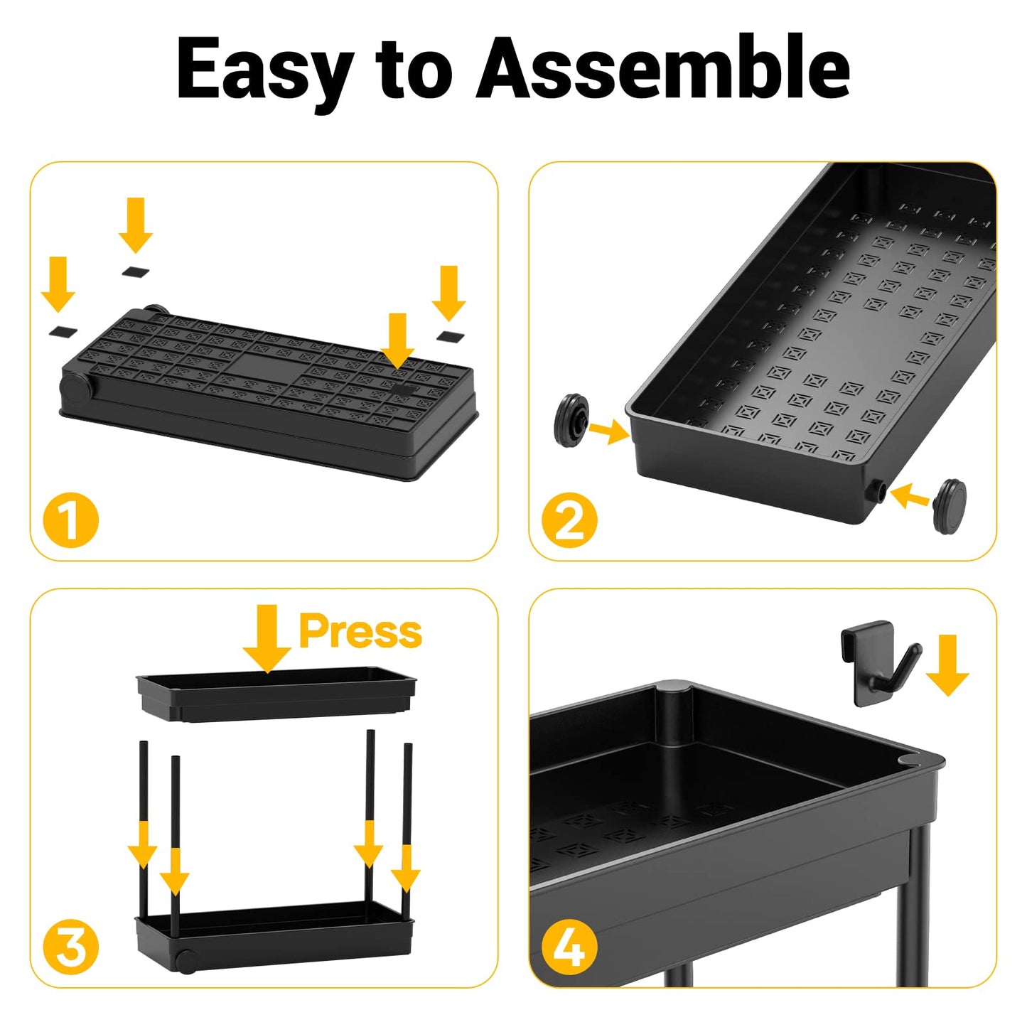 Cicilyna Under Sink Organizer, Under Cabinet Basket Organizer Drawer with Hooks, Bathroom Standing Rack, Multi-purpose Storage Shelf, Black