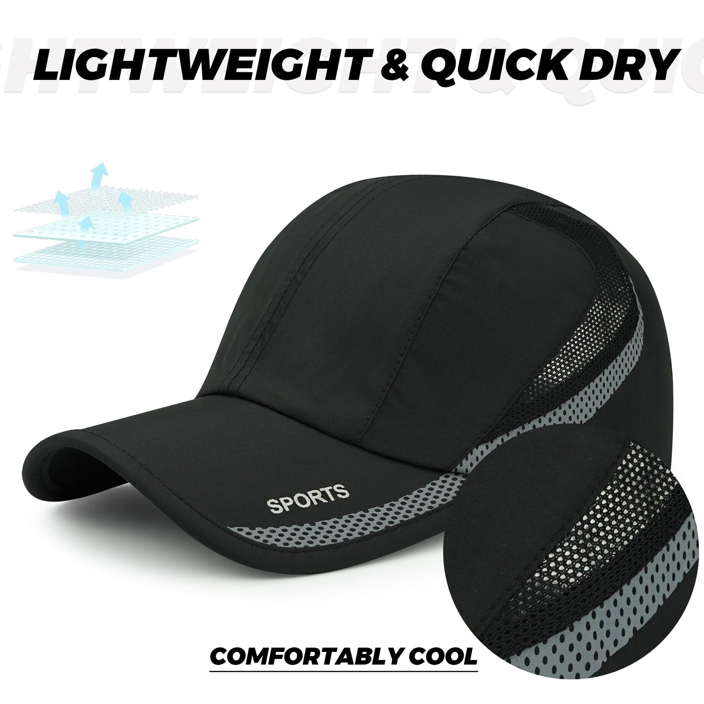 CLAPE Running Performance Hat Outdoor Sports UV Protection Baseball Cap Ultra Thin Lightweight Waterproof Quick Dry Portable Mesh Hat Dark Blue